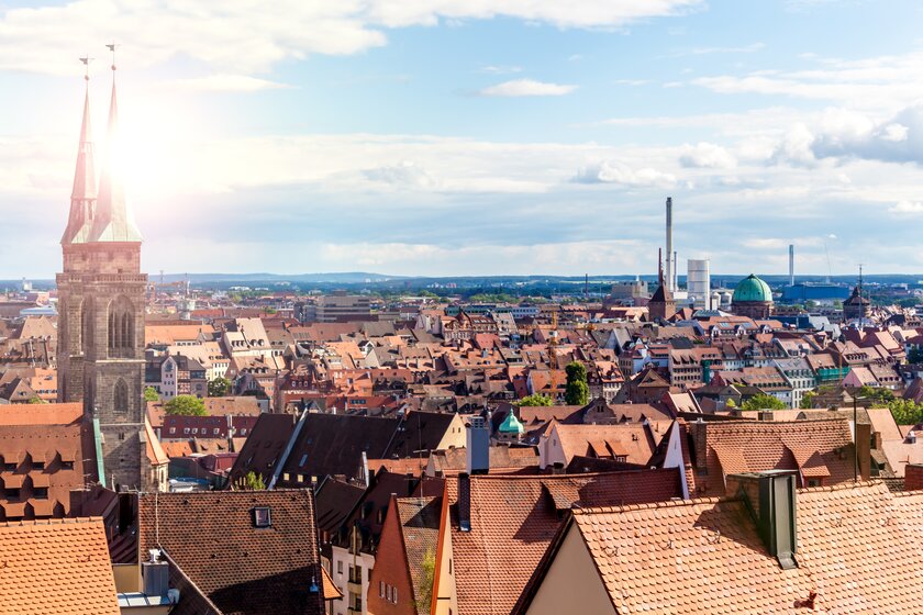 Blick über die Dächer der Nürnberger Altstadt. Blick über die Dächer der Nürnberger Altstadt.
