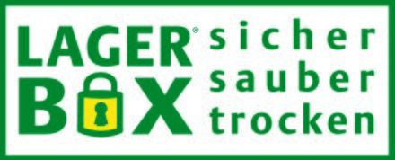 Lagerbox wirbt mit dem Slogan "Sicher. Sauber. Trocken."